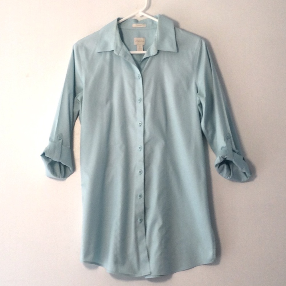 CHICO’S,   Light Blue Women's Button-Front Blouse
